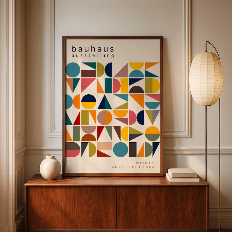 Bauhaus Mid-Century Geometric Framed Poster (30x40)