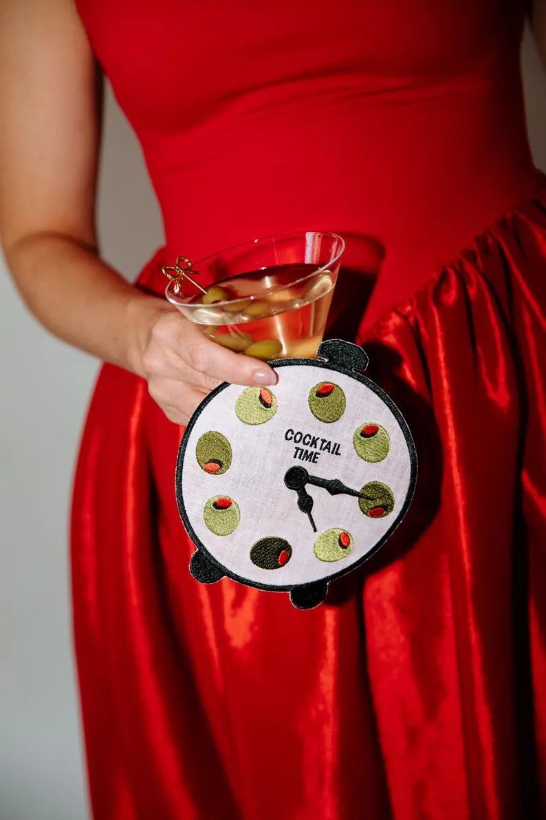 Cocktail Time Vintage Linen Napkins – Set of Reusable Cloth Napkins